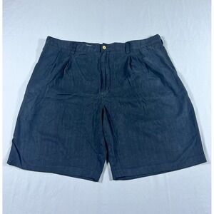 Montego Mon Mens 42 Black 100% Silk Pleated Herringbone Luxury Casual Shorts